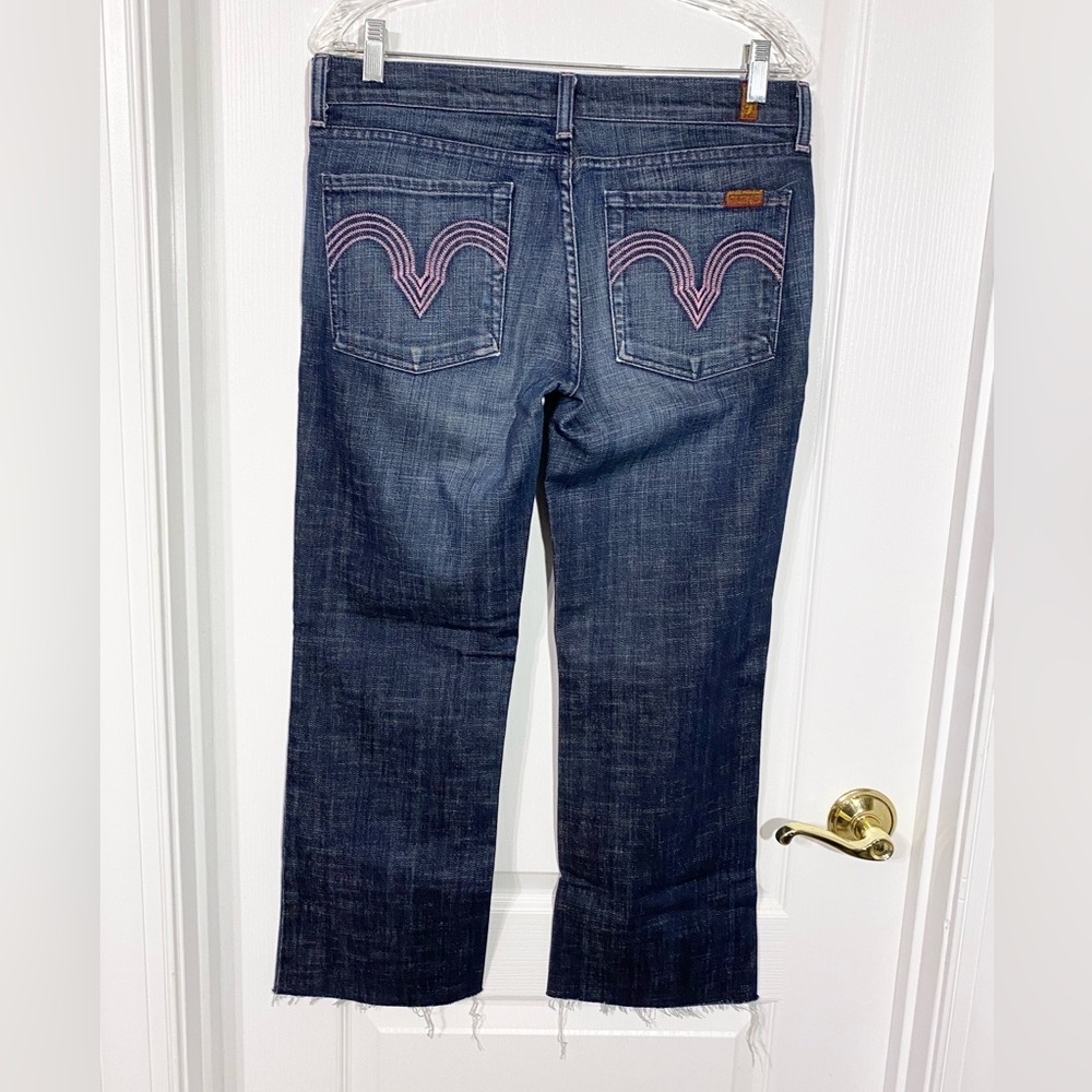 Y2K 7FAM Orchid Embroidered Cropped Jeans Vintage USA MADE 7 For All Mankind 31